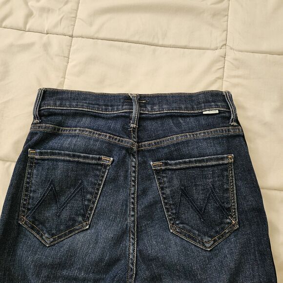 Mother Jeans 25 Blue Stunner Zip Ankle Step Fray Raw Hem Sweeping Racer Stretch - Picture 8 of 12